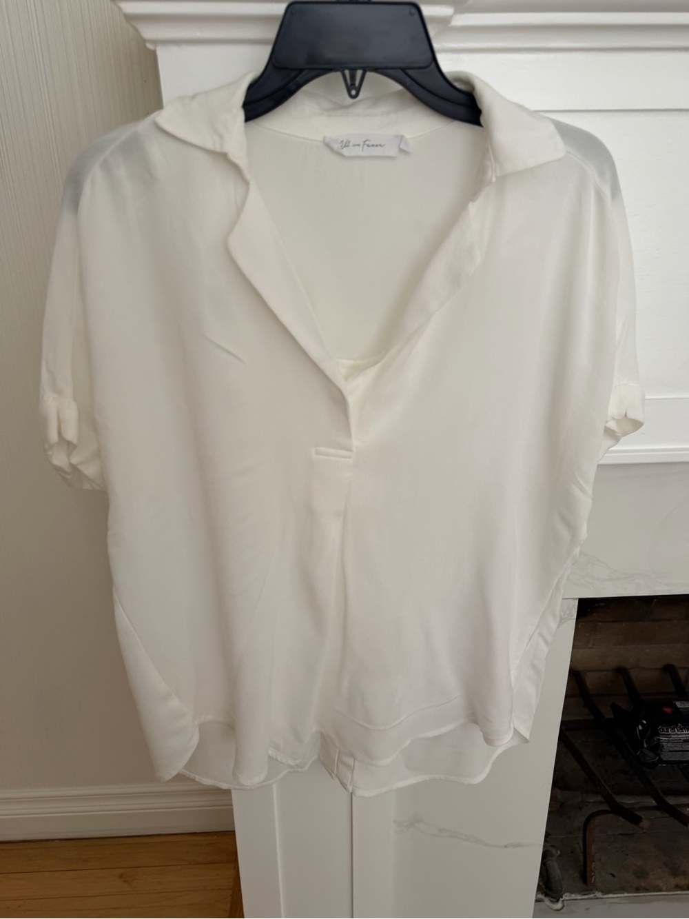 All in Favor Cream Silk-Feel Short Sleeve Blouse